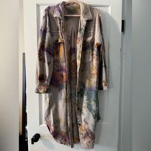 Ice Tie-Dyed Women's Long-lined Sherpa Jacket